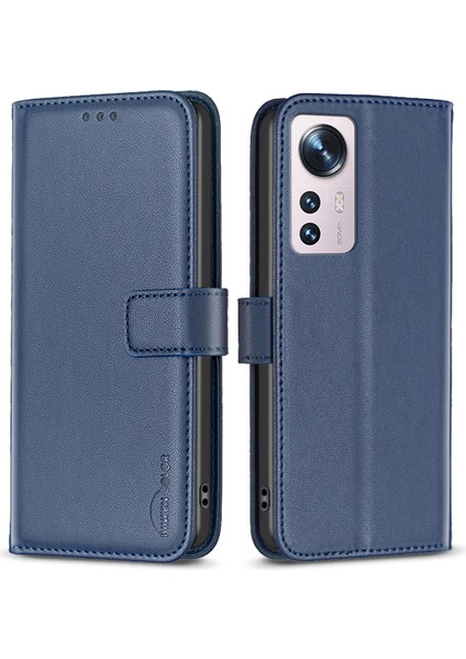 Xiaomi 12 5G/12X 5G/12S 5g Için 5g Anti-Dut Pu Deri Deri Cüzdan Stand Kılıfı Iç Tpu Kapak-Mavi (Yurt Dışından)