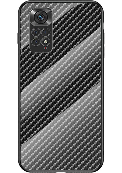 Xiaomi Için Redmi Note 11 4g (Qualcomm)/redmi Not 11S 4g Pürüzsüz Dokunmatik Karbon Fiber Doku Temperli Cam+Pc+Tpu Cep Telefon Kılıfı Kapak Siyah Fiber (Yurt Dışından)