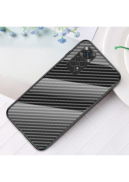 Xiaomi Için Redmi Note 11 4g (Qualcomm)/redmi Not 11S 4g Pürüzsüz Dokunmatik Karbon Fiber Doku Temperli Cam+Pc+Tpu Cep Telefon Kılıfı Kapak Siyah Fiber (Yurt Dışından) fiyatları