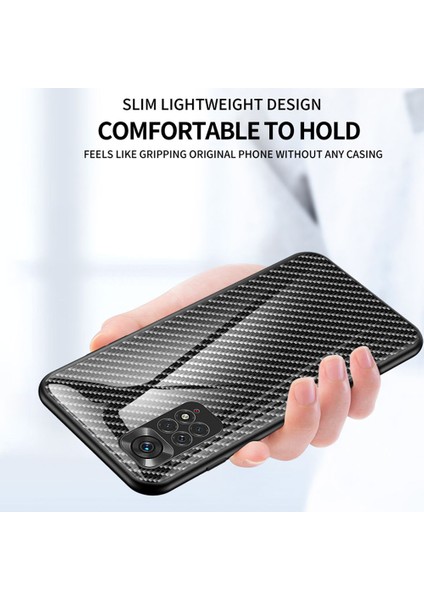 Xiaomi Için Redmi Note 11 4g (Qualcomm)/redmi Not 11S 4g Pürüzsüz Dokunmatik Karbon Fiber Doku Temperli Cam+Pc+Tpu Cep Telefon Kılıfı Kapak Siyah Fiber (Yurt Dışından) modelleri