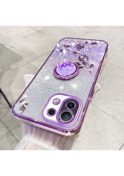 Xiaomi Mi 11 Lite 4g/5g/11 Lite 5g Ne Kıckstand Telefon Kılıfı Rhinestone Çiçek Tpu Kapak Müdürü (Yurt Dışından)