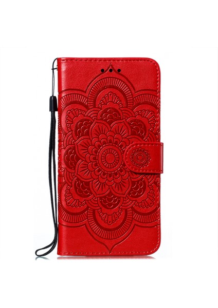 Xiaomi Redmi Için Mandala Çiçek Deseni Stand Deri Kılıf Not 10 5g/poco M3 Pro 5g/4g-Kırmızı (Yurt Dışından)