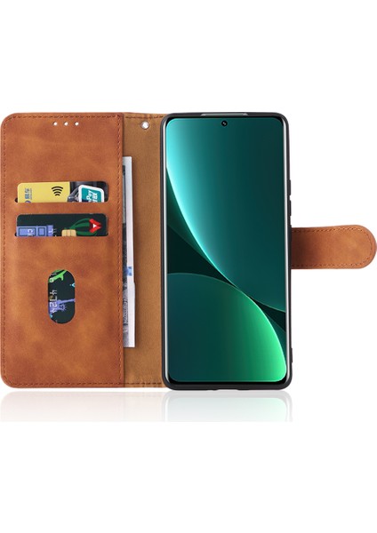 4U Sky Xiaomi 12 Pro 5G/12S Pro 5g/12 Pro (Boyutluk) 5g Cilt Touch Hissed Pu Deri Anti-Çizelge Şok Geçirmez Stand Telefon Kapak Kılıfı Cüzdan-Kahverengi (Yurt Dışından)