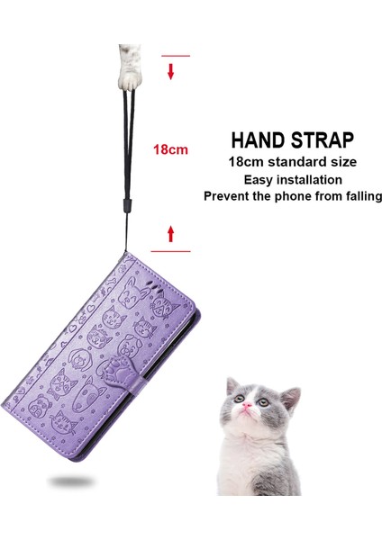 Cat Dog Baskı Deri Stand Kılıfı Cüzdan Tasarım Telefon Kapağı Xiaomi Mi 11 Lite 4g /5g /11 Lite 5g Ne-Purple (Yurt Dışından) modelleri