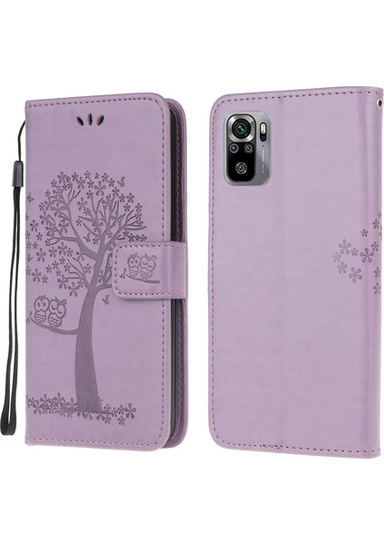 Baykuş Desen Baskı Tasarımı Deri Cüzdan Xiaomi Poco M5S 4g/redmı Note 10 4g/not 10S 4g-Purple (Yurt Dışından)