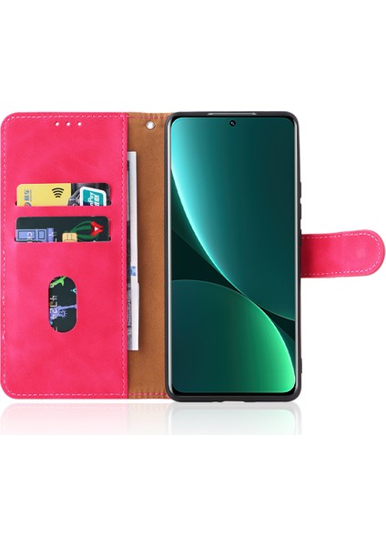 Xiaomi 12 Pro 5G/12S Pro 5g/12 Pro (Dimensity) 5g Cilt Touch Hissed Pu Deri Anti-Çizelge Şok Geçirmez Stand Telefon Kapak Kılıfı Cüzdan Ros (Yurt Dışından)