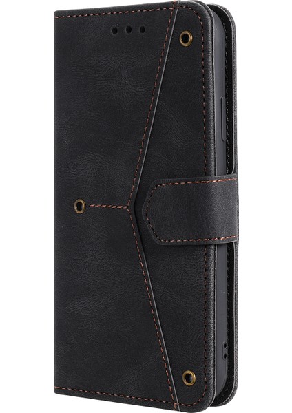 Perçin Dekor Cilt Duygu Birleştirme Deri Cüzdan Xiaomi Mi Için Koruyucu Kapak 11 Lite 4g/5g/11 Lite 5g Ne-Black (Yurt Dışından)