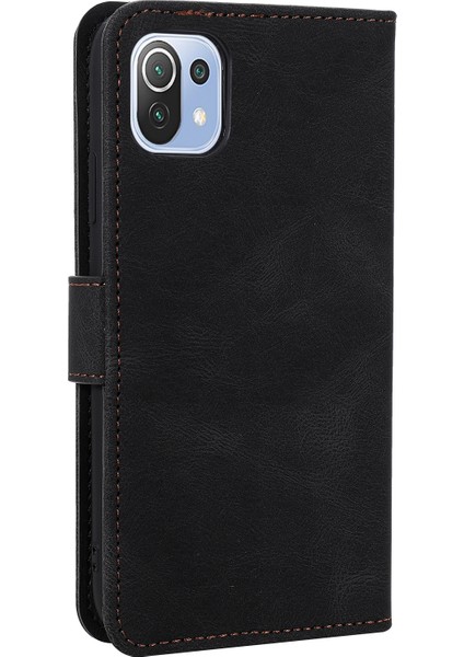 Perçin Dekor Cilt Duygu Birleştirme Deri Cüzdan Xiaomi Mi Için Koruyucu Kapak 11 Lite 4g/5g/11 Lite 5g Ne-Black (Yurt Dışından)