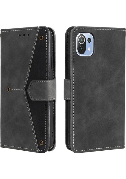 Perçin Dekor Cilt Duygu Birleştirme Deri Cüzdan Xiaomi Mi Için Koruyucu Kapak 11 Lite 4g/5g/11 Lite 5g Ne-Gre (Yurt Dışından)