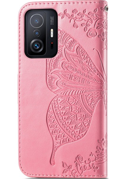 Baskı Kelebek Çiçek Desen Cüzdan Stand Telefon Kılıfı Xiaomi 11T/11T Pro-Pink Için (Yurt Dışından)