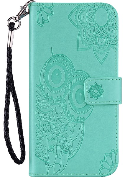 Xiaomi Redmi Için Not 10 4g/not 10S 4g/poco M5S 4g Baykuş & Amp; Çiçek Baskılı Deri Cüzdan Standı Telefon Case-Cyan (Yurt Dışından)