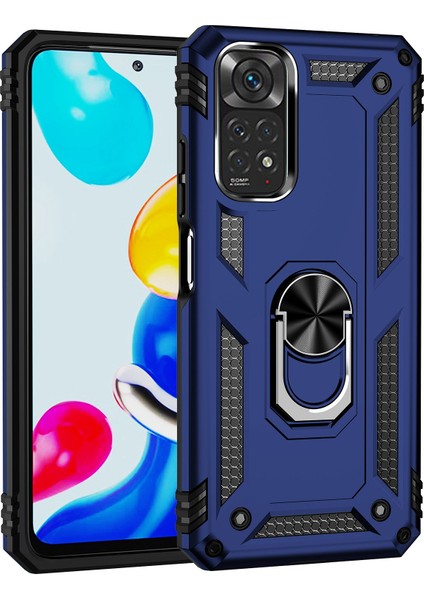 Xiaomi Için Redmi Note 11S 4g/not 11 4g (Qualcomm) Telefon Kılıfı Anti-Çizgi Şok Geçirmez Sabit Pc Yumuşak Tpu Koruyucu Kapak Dönebilir Yüzük Kickstand-Blue (Yurt Dışından) fiyatları