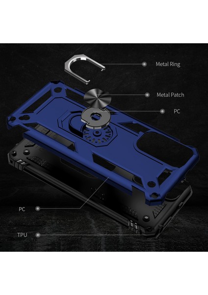 Xiaomi Için Redmi Note 11S 4g/not 11 4g (Qualcomm) Telefon Kılıfı Anti-Çizgi Şok Geçirmez Sabit Pc Yumuşak Tpu Koruyucu Kapak Dönebilir Yüzük Kickstand-Blue (Yurt Dışından) fırsatları