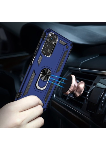 Xiaomi Için Redmi Note 11S 4g/not 11 4g (Qualcomm) Telefon Kılıfı Anti-Çizgi Şok Geçirmez Sabit Pc Yumuşak Tpu Koruyucu Kapak Dönebilir Yüzük Kickstand-Blue (Yurt Dışından) indirimleri