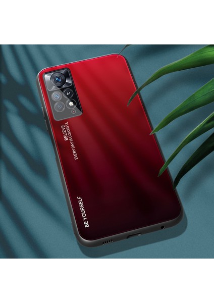 Xiaomi Redmi Için Note 12 Pro 4g/11 Pro 4g (Mediatek)/note 11 Pro 5g (Qualcomm) Gradyan Renk Anti-Çizelge Temsil Edilmiş Cam Geri+Yumuşak Tpu Kenar Telefon Kılıfı Kabuk-Kırmızı/siyah (Yurt Dışından) fırsatları