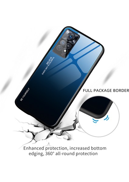 Xiaomi Redmi Için Note 12 Pro 4g/11 Pro 4g (Mediatek)/note 11 Pro 5g (Qualcomm) Gradyan Renk Anti-Çizelge Temperli Cam Geri+Yumuşak Tpu Kenar Kılıf Kabuk-Mavi/gül (Yurt Dışından) fiyatları