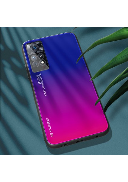 Xiaomi Redmi Için Note 12 Pro 4g/11 Pro 4g (Mediatek)/note 11 Pro 5g (Qualcomm) Gradyan Renk Anti-Çizelge Temperli Cam Geri+Yumuşak Tpu Kenar Kılıf Kabuk-Mavi/gül (Yurt Dışından) fırsatları