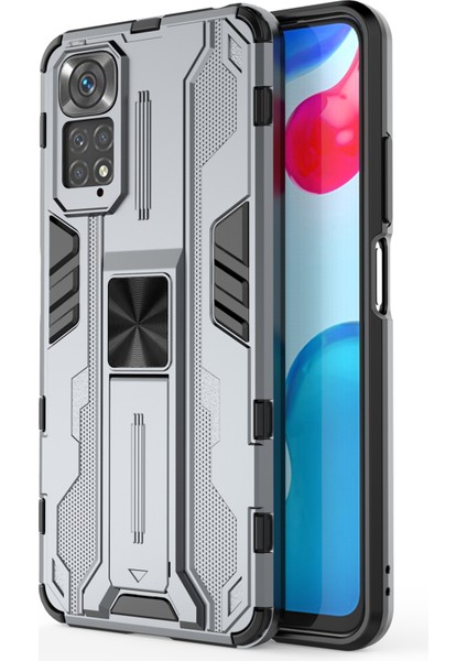 Xiaomi Için Redmi Note 11 4g (Qualcomm)/not 11S 4g Anti-Fall Anti-Fall Koruması Yumuşak Tpu Sert Pc Telefon Vaka Kickstand Cover-Grey (Yurt Dışından)