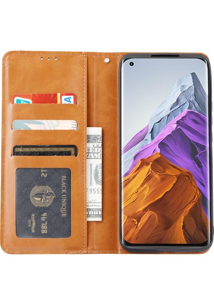 4U Sky Xiaomi Mi 11 Pro-Black Için Otomatik Emilmiş Cüzdan Stand Deri Kapağı (Yurt Dışından)