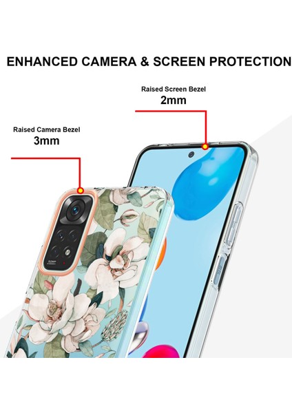 Xiaomi Için Redmi Note 11 4g (Qualcomm)/redmi Note 11S 4g Elektrok Burunlu Çiçek Desen Kasası Yumuşak Tpu Imd Şok Geçirmez Ince Çizik Anti-Çizik Kapak HC001 Yeşil Gardenya (Yurt Dışından) fırsatları