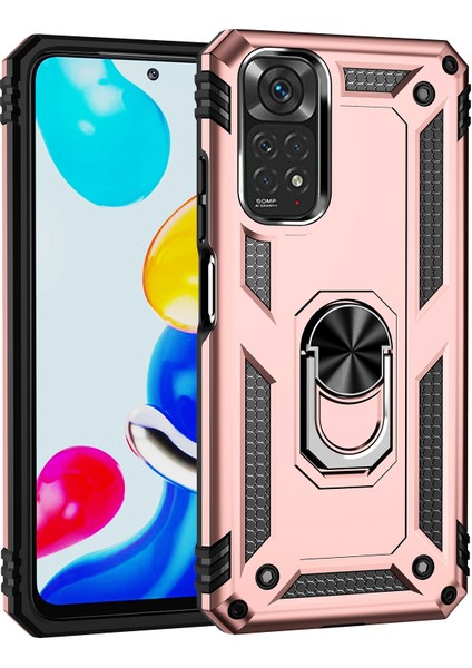 Xiaomi Redmi Için Note 11S 4g/not 11 4g (Qualcomm) Telefon Kılıfı Anti-Çizgiye Dönem Şok Geçirmez Sabit Pc Yumuşak Tpu Koruyucu Kapak Dönebilir Yüzük Kickstand-Rose Altın (Yurt Dışından) fiyatları