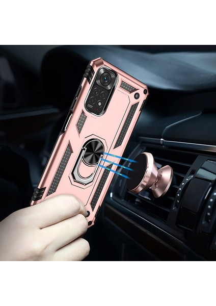 Xiaomi Redmi Için Note 11S 4g/not 11 4g (Qualcomm) Telefon Kılıfı Anti-Çizgiye Dönem Şok Geçirmez Sabit Pc Yumuşak Tpu Koruyucu Kapak Dönebilir Yüzük Kickstand-Rose Altın (Yurt Dışından) indirimleri
