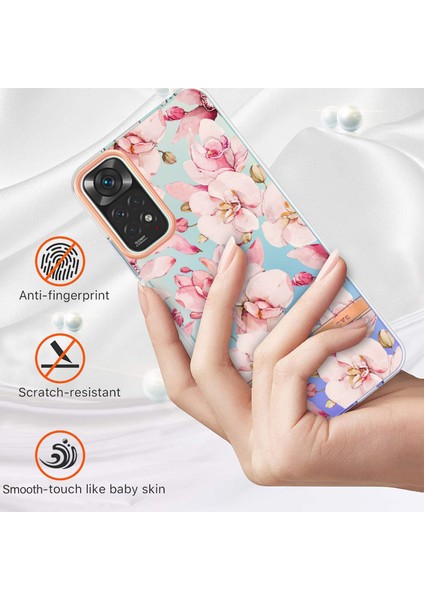 Xiaomi Için Redmi Note 11 4g (Qualcomm)/redmi Note 11S 4g Elektrok Burunlu Çiçek Desen Kasası Yumuşak Tpu Imd Şok Geçirmez Ince Çizik Anti-Çizik KAPAK-HC005 Pembe Gardenya (Yurt Dışından) fiyatları