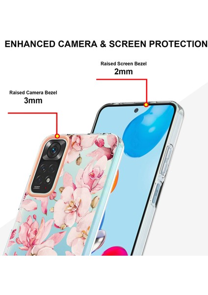 Xiaomi Için Redmi Note 11 4g (Qualcomm)/redmi Note 11S 4g Elektrok Burunlu Çiçek Desen Kasası Yumuşak Tpu Imd Şok Geçirmez Ince Çizik Anti-Çizik KAPAK-HC005 Pembe Gardenya (Yurt Dışından) fırsatları