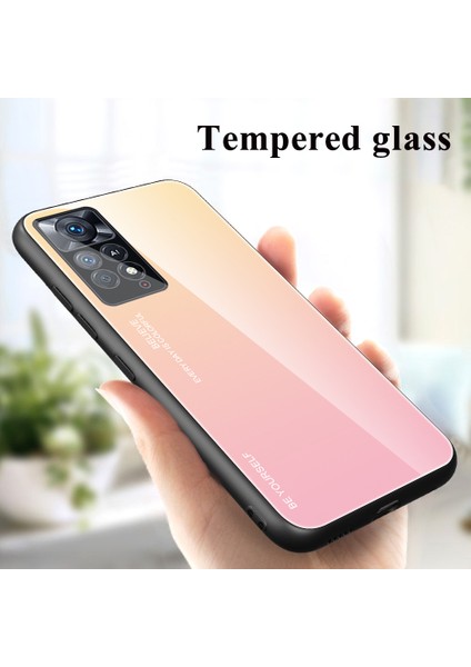 Xiaomi Redmi Için Note 12 Pro 4g/11 Pro 4g (Mediatek)/note 11 Pro 5g (Qualcomm) Gradyan Renk Anti-Çizelge Temsil Edilmiş Cam Geri+Yumuşak Tpu Kenar Kılıf Kabuk-Altın/pembe (Yurt Dışından) modelleri