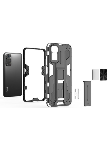 Xiaomi Redmi Için Note 11 4g (Qualcomm)/not 11S 4g Anti-Fall Anti-Fall Koruması Yumuşak Tpu Sert Pc Telefon Vaka Kickstand Cover-Black (Yurt Dışından) indirimleri