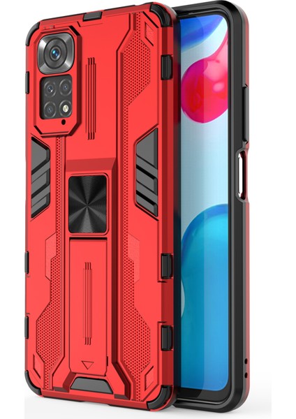 Xiaomi Için Redmi Note 11 4g (Qualcomm)/not 11S 4g Anti-Fall Anti-Fall Koruması Yumuşak Tpu Sabit Pc Telefon Vaka Kickstand Kapak-Kırmızısı (Yurt Dışından)