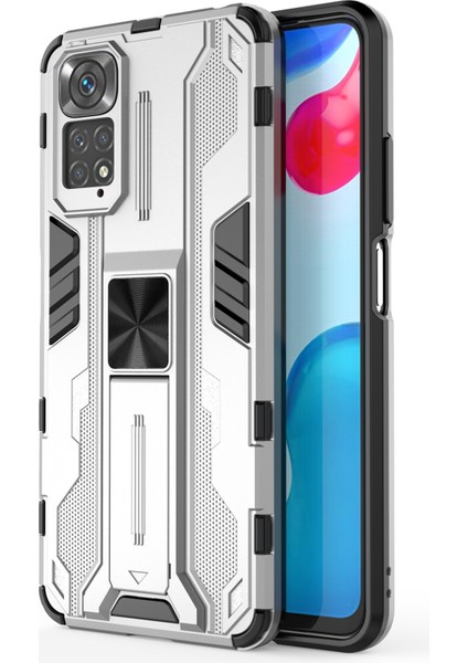 Xiaomi Redmi Için Note 11 4g (Qualcomm)/not 11S 4g Anti-Fall Anti-Fall Koruma Yumuşak Tpu Sabit Pc Telefon Vaka Kickstand Cover Silver (Yurt Dışından)