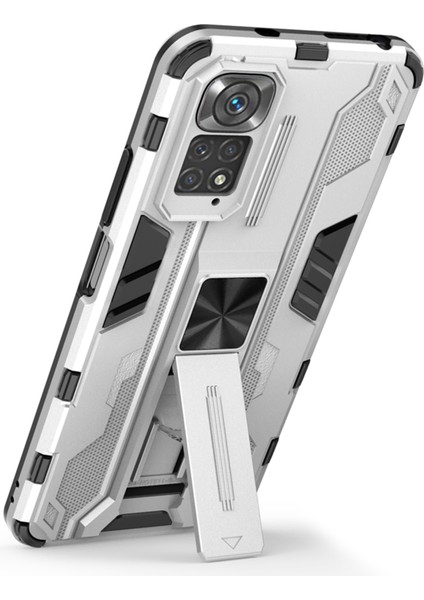 Xiaomi Redmi Için Note 11 4g (Qualcomm)/not 11S 4g Anti-Fall Anti-Fall Koruma Yumuşak Tpu Sabit Pc Telefon Vaka Kickstand Cover Silver (Yurt Dışından) fiyatları