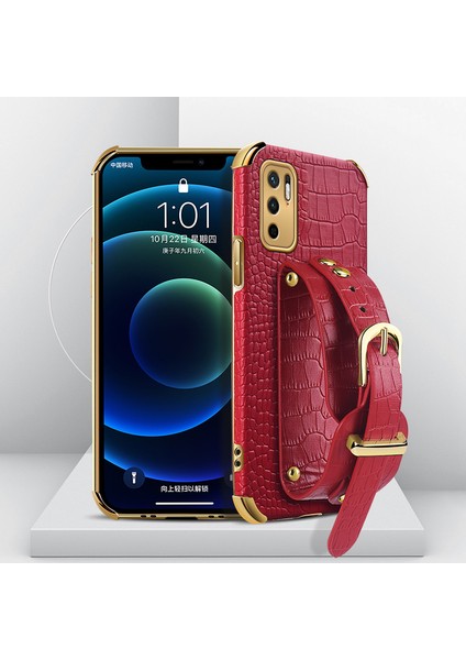 Hassas Kesim 6d Timsah Doku Pu Deri Kaplamalı Tpu Elektrokaplandırılmış Telefon Kılıfı Xiaomi Redmi Note 10 5g/poco M3 Pro 4g/poco M3 Pro 5g-Kırmızı (Yurt Dışından)