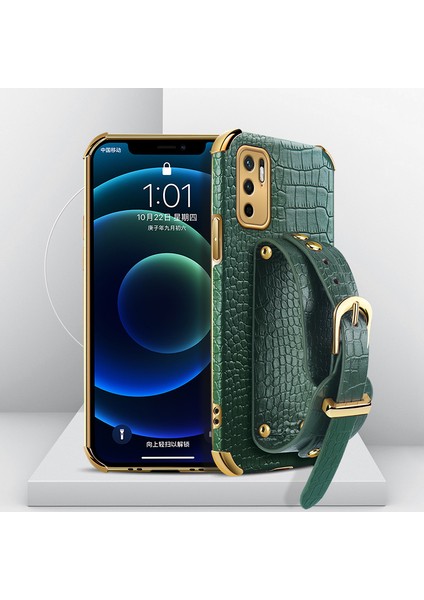 Hassas Kesim 6d Timsah Doku Pu Deri Kaplamalı Tpu Elektrokaplandırılmış Telefon Kılıfı Xiaomi Redmi Note 10 5g/poco M3 Pro 4g/poco M3 Pro 5g-Green (Yurt Dışından)