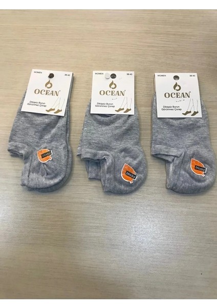 Ocean Modal Dikişsiz Görünmez Topuktan Sıyrılma Yapmayan Üçlü Paket Spor Ayakkabı Çorabı