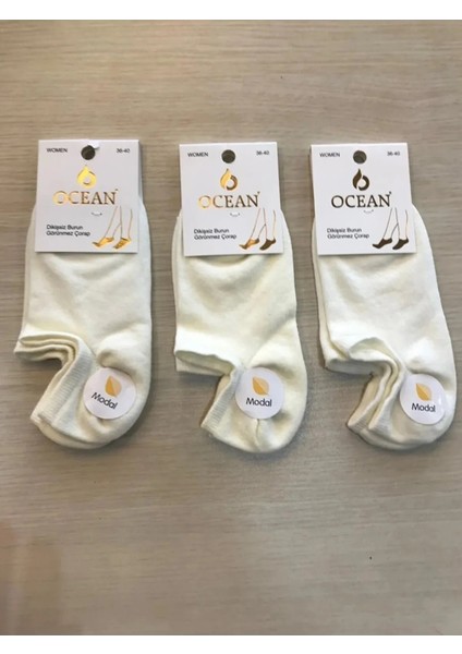 Ocean Modal Dikişsiz Görünmez Topuktan Sıyrılma Yapmayan Üçlü Paket Spor Ayakkabı Çorabı