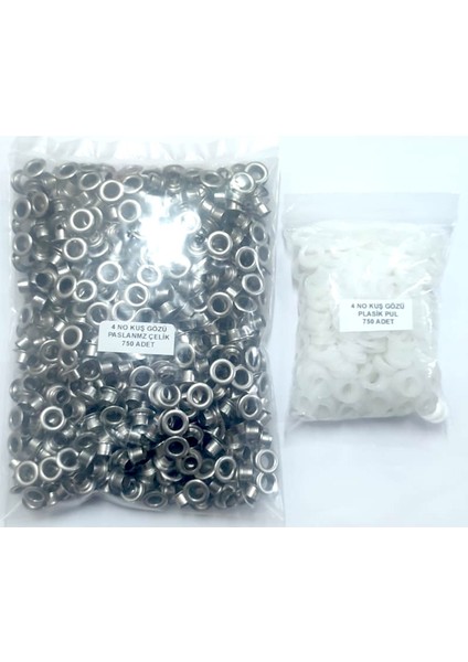 Kuş Gözü-4 No-Paslanmaz Çelik-Plastik PULLU-750 Takım
