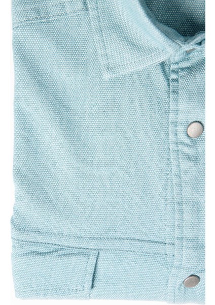Büyük Beden Yıkamalı Çift Cepli Armürlü Denim Mint Erkek Gömlek modelleri