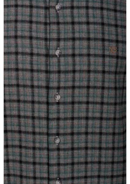 Erkek Gömlek Yeşil Uzun Kol Ekose Kareli Flanel Yün Tuşeli Slim Fit Düğmeli Yaka Shirt Ncs Jeans 7270 fırsatları