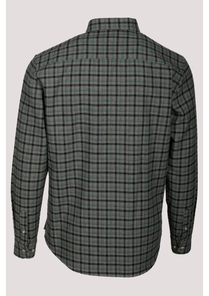 Erkek Gömlek Yeşil Uzun Kol Ekose Kareli Flanel Yün Tuşeli Slim Fit Düğmeli Yaka Shirt Ncs Jeans 7270 indirimleri