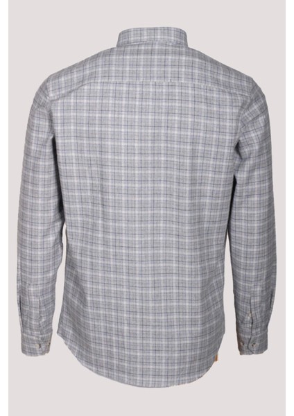 Erkek Gömlek Gri Uzun Kol Ekose Kareli Flanel Yün Tuşeli Slim Fit Düğmeli Yaka Shirt Ncs Jeans 7270 indirimleri