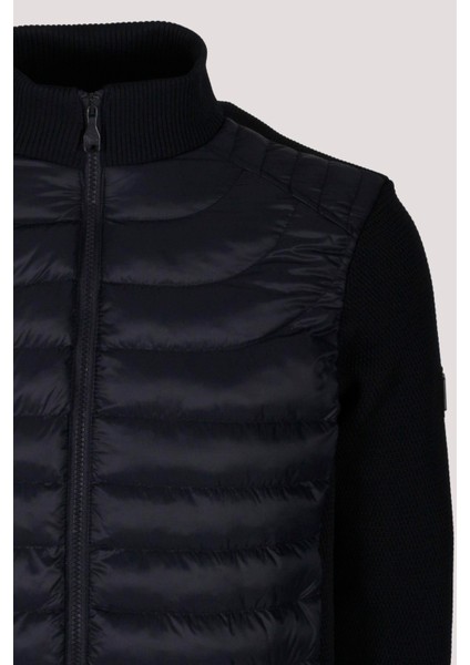 Erkek Lacivert Zırh Örme Hırka Fermuarlı Dik Yaka Slim Fit 4517