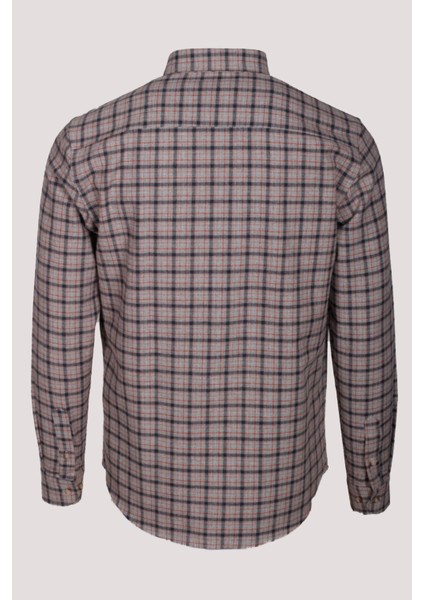 Erkek Gömlek Kiremit Uzun Kol Ekose Kareli Flanel Yün Tuşeli Slim Fit Düğmeli Yaka Shirt Ncs Jeans 7270 indirimleri