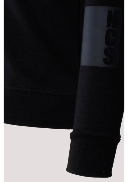 Erkek Sweatshirt Siyah Relaxed Fit Double Face Crewneck Jeans 1640