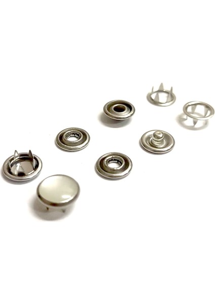 9,5 mm Sedef Kapak Tırnaklı Klikıt Çıtçıt 4'lü Set - Paslanmaz Çelik - 100 Takım