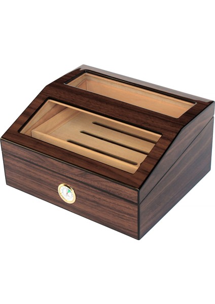 Ispanyol Sediri 2 Kat Camlı Açık Kahverengi Humidor RA93AKHV Puro Kutusu fiyatları