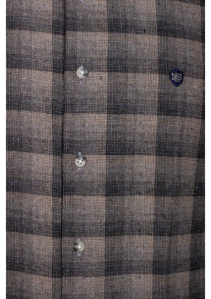 Erkek Gömlek Bej Uzun Kol Ekose Kareli Flanel Yün Tuşeli Slim Fit Düğmeli Yaka Shirt Ncs Jeans 7266 fırsatları