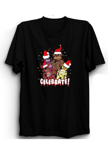 Five Nights At Freddy's, Christmas, Noel, 5naf, Fnaf, Celebrate, Oyun, Game Tişört