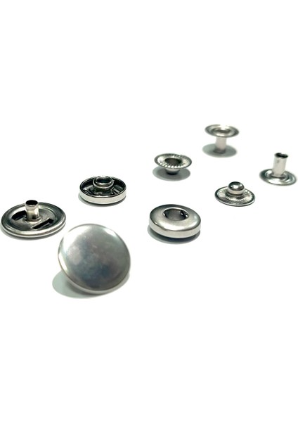 15 mm Kapak 4'lü Çıtçıt Set (Alt Parçalar 12,5 Mm)- Paslanmaz Çelik - 100 Takım